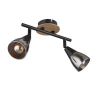 Lustre Pour Le Salon, 2 Flammes, Marron, Spots Mobiles En Verre