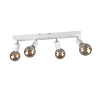 Plafonnier Plafonnier Spot Lampe de couloir, spots à 4 flammes mobiles, métal blanc mat, 4 douilles E27, HxLxP 12x60x9cm