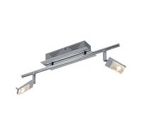 Plafonnier plafonnier spot salon 2 flammes plafonnier deux spots pivotant, métal chromé, 2x LED 3W 170Lm blanc chaud, LxPxH 44,5x17x17 cm