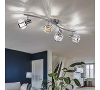 Plafonnier Plafonnier Spot Spot Spot Lampe de salon, 4 spots orientables Chrome nickel mat, 4x douilles E14, LxH 70x18cm
