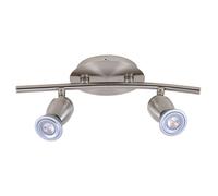 Plafonnier Plafonnier Spot Spot Spotlight Lampe de salon, spots à 2 flammes mobiles, chrome mat, 2x LED 4W 230Lm blanc chaud, LxH 32,6x9,9cm