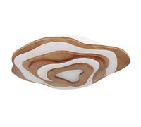 Plafonnier pour chambre à coucher, télécommande, lampe lumière du jour CCT, lumière en bois, métal, opale marron, LED 40 W 1600 lm 2700-6500 K blanc chaud-blanc froid, LxLxH 58x50x10 cm