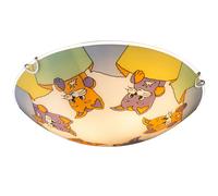 Plafonnier pour chambre d'enfant en verre télécommande motifs chats dans un ensemble comprenant des ampoules LED RVB