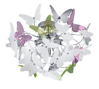 Plafonnier pour enfants Plafonnier design papillon, métal chromé acrylique, coloré, IP20, DM x hauteur 45x28cm, salle de jeux pour enfants