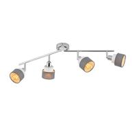Plafonnier Rampe de spots à intensité variable Lampe de salon Spots mobiles Spot à 4 flammes, acier chromé gris, 4x 4W 470Lm blanc chaud, LxlxH 85x20,2x9 cm