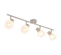 Plafonnier, réglette de spots, lampe spot, culot E14, verre, sable, motif floral, orientable, aspect bois