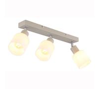Plafonnier, réglette de spots, spot lumineux, E14, 3 lumières, couleur sable, verre opale, orientable