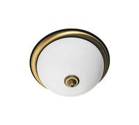 Plafonnier rétro ?36 laiton patiné verre blanc 2xE27