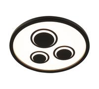 Plafonnier rétro-éclairé LED Plafonnier de salon noir, rétro-éclairage, plastique, 22W 3000lm blanc chaud, DxH 42,3 x 3,7 cm