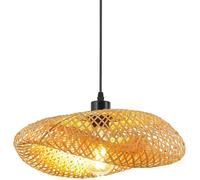 Plafonnier rétro en bambou - MHY® - Suspension rotin - 40 cm - E27 - Compatible LED - Éclairage créatif