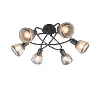 Plafonnier rétro noir/chrome 6 verres 6xE14 Trio Tarifa