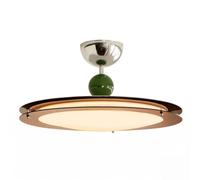 Plafonnier Rétro Sophistiqué En Forme de Soucoupe, Anneau En Acrylique Ambré Et Structure Métallique, Abat-Jour Souple En Plastique Pe, Style Milieu Du Siècle, Plafonnier, Idéal Pour Une Chambre Ou Un