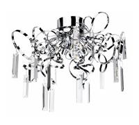 Plafonnier rideau de verre plafonnier lampe de salon éclairage chromé, métal miroir, 6x G9, DxH 50x43 cm