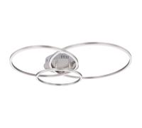 Plafonnier Ringlampe Plafonnier design salon, 3 flammes métal blanc opal nickel, 1x LED 40 Watt 1770 lumens blanc chaud, HxLxB 10x68x55cm