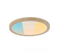 Plafonnier rond Ø190 mm 7,6W CCT - étanche IP44 - effet bois - Atria Shine PAULMANN