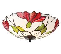 Plafonnier rond BOTANICA marron 2xE27x20W en verre, dimensions : 16x45x45 cm, IP20, style Tiffany