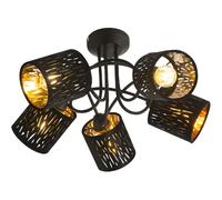 Plafonnier rond design velours Tuxon - Diam. 46 x H. 27 cm - Noir