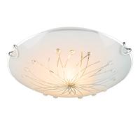Plafonnier rond en verre Lampe de plafond E27 Lampe de cuisine moderne Lampe de salon chromée, verre métal, 1x douille E27, DxH 25x6 cm