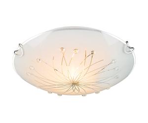 Plafonnier rond en verre Lampe de plafond E27 Lampe de cuisine moderne Lampe de salon chromée, verre métal, 1x douille E27, DxH 25x6 cm
