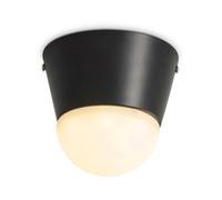 Plafonnier Rond Moderne, Corps En Fer Noir Et Imitation Bois de Noyer, Abat-Jour En Pe Couleur Lait, Ampoule Led 7W Pour Couloir, Balcon, Couloir, Escalier, Entrée, Petit Élément de Décoration Intérie