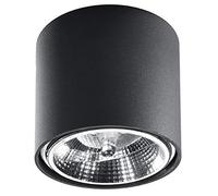 Plafonnier rond noir Ø 12 cm Hauteur : 11 cm Petit métal GU10 Spot de plafond pour couloir, salon