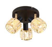 Plafonnier rond noir glamour cristaux rose-or 3xE14