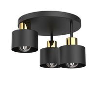 Plafonnier rond noir/or 3 abat-jour Parkla Luminex E27