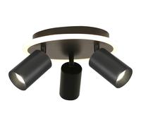 Plafonnier rond noir orientable 3xGU10 LED CCT Parma