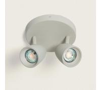 Plafonnier Rond Orientable Aluminium 2 Spots Adrien Gris Pierre