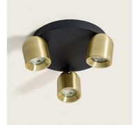 Plafonnier Rond Orientable Aluminium 3 Spots Caleb Doré