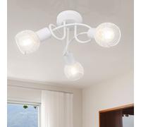 Plafonnier rond projecteur boule cage blanc mat plafonnier courbé, 3x E14 max 40W, DMxH 36x20cm, salon salle à manger chambre