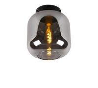 Plafonnier rond verre fumé gris Joanet E27 40W Lucide