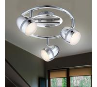 Plafonnier 3 spots Spotrondell Plafonnier moderne Spots orientables, métal chromé, 3x LED 3W 220Lm blanc chaud, DxH 35x18 cm
