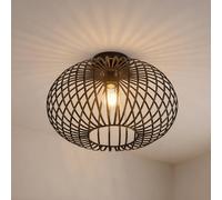 Plafonnier Rosalea Lindby, dimmable, noir, Salon / Salle à manger, Métal, Moderne, Plafonnier