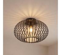 Plafonnier Rosalea Lindby, dimmable, noir, Salon / Salle à manger, Métal, Moderne, Plafonnier