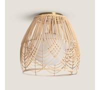 LEDKIA LIGHTING Plafonnier Rotin et Verre Bagrat pour chambre, salon, cuisine Naturel