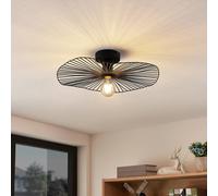 Plafonnier Ruota Lindby, dimmable, noir, Salon / Salle à manger, Métal, Vintage, Plafonnier