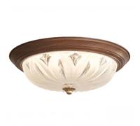 Plafonnier Rustique Américain Vintage, Luminaire Encastré En Métal Imitation Bois de Noyer, Lampe de Plafond Ronde En Verre Dépoli, Éclairage Zénithal, Idéal Pour Une Chambre Ou Un Couloir (58 Cm)./18