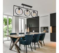 Plafonnier rustique couloir plafonnier rétro lampe industrielle chambre noir, métal, 3x E27, LxPxH 92x24x45,5 cm