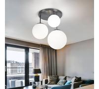 Plafonnier, salon, chambre, luminaire suspendu boule de verre, 3 flammes dans un ensemble comprenant des ampoules LED