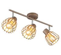 Plafonnier Salon Lampe Spot Métal Marron 3 Ampoules L 50 cm