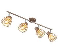 Plafonnier Salon Lampe Spot Métal Marron 4 Ampoules L 80 cm