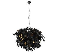 Plafonnier salon Leaves lamp noir Leaves suspension chambre noir, or, métal, 4x douilles E14, DxH 70x150 cm