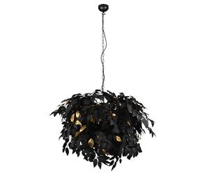 Plafonnier salon Leaves lamp noir Leaves suspension chambre noir, or, métal, 4x douilles E14, DxH 70x150 cm