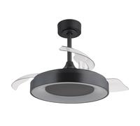Plafonnier salon lumière ventilateur de plafond, métal plastique gris, télécommande dimmable changement de couleur RVB rotation droite/gauche CCT, LED 40W 2400Lm 2700-6500K, D 91cm 