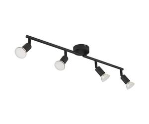 Plafonnier Salon Spotleiste Plafonnier 4 flammes noir ajustable, métal, 4x GU10, L 60 cm