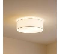 Plafonnier Sebatin Lindby, dimmable, beige, Chambre à coucher, Textile / Tissu / Soie, Moderne, Plafonnier Tissu