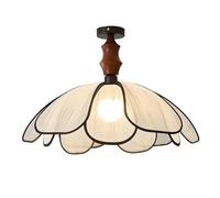 Plafonnier Semi-Encastré À Motif Floral En Tissu, Luminaire En Forme de Pétale de Bois/50 Cm