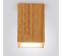 Plafonnier Semi-Encastré En Bois, Applique Murale Vintage En Bois, Plafonnier de Style Ferme, Luminaires Pour Entrée, Balcon Et Placard/Carré 4000K/20 Cm