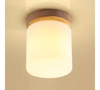 Plafonnier Semi-Encastré En Bois, Luminaires de Couloir, Appliques de Style Campagnard Pour Porche D'Entrée, Plafonnier Nordique Moderne En Verre/Rond